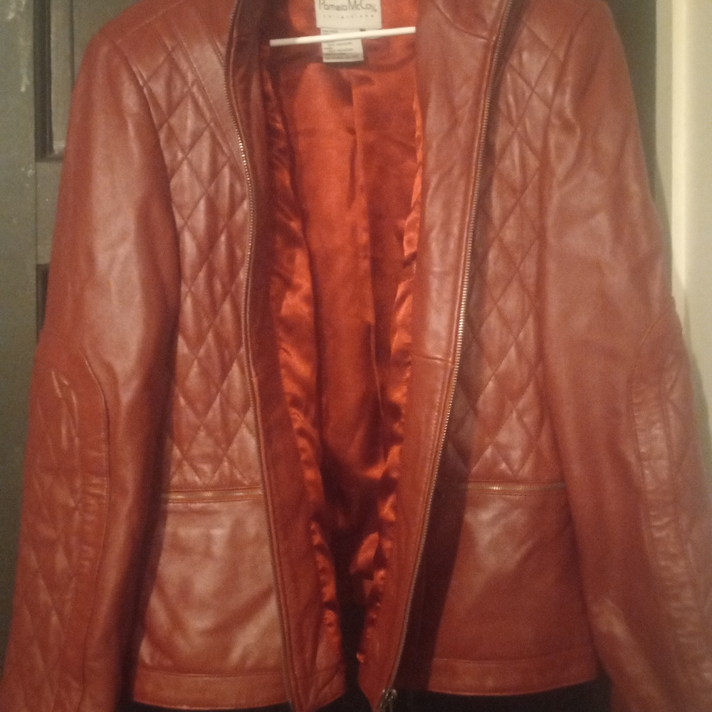 Genuine Leather Pamela Mccoy Wine Red Jacket/Blazer 1X